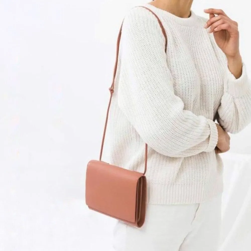 Baggu Leather Compact Purse Crossbody in Terracotta Pink